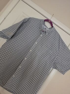 Northwest Territory Men's Short Sleeve Plaid Button-Down Shirt Blue 4XLT